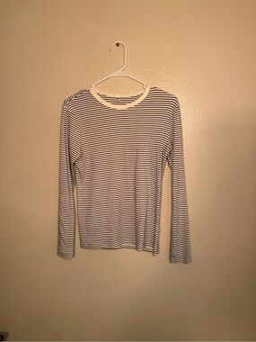 Uniqlo Striped Long Sleeve Tee - White & Black